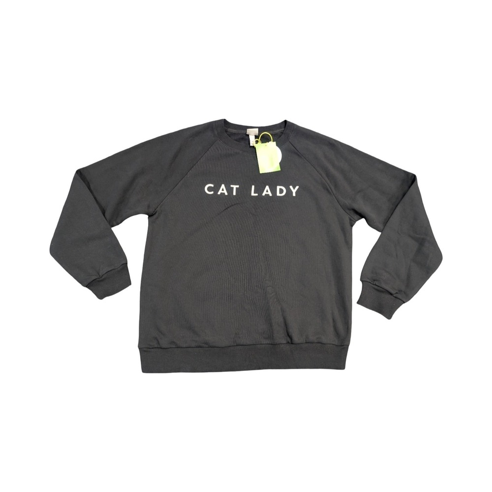 ⭐C8 The Cuddle Collab Women's "Cat Lady" Crewneck Sweatshirt Black Size M